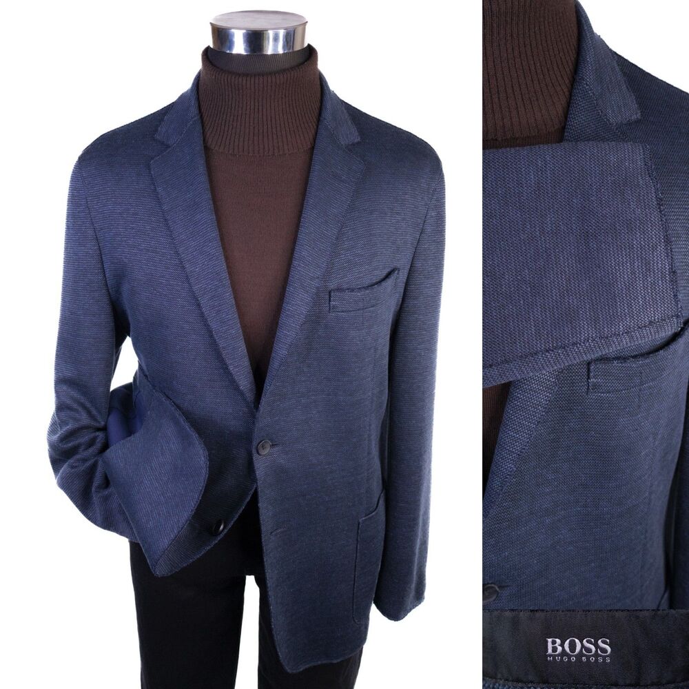 BOSS Hugo Boss Blazer Sport Coat 46R Linen Blend Unconstructed Cardigan Jacket